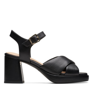 Clarks - Sandales Ritzy75 Rae en cuir noires - Talon 8.5cm 37