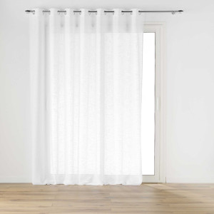 Douceur d'intérieur - Voilage XXL à oeillets grande largeur Haltona, effet lin tissé blanc - 240x240 cm OS
