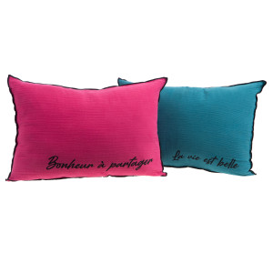Amadeus - Set 2 coussins Heureux rose/bleu - 40x60 cm OS