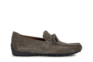 Geox - Mocassins en cuir suédé Snake gris colombe 41
