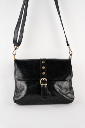 1987 by Abaco - Sac à bandouliere en cuir Otis noir - 23 X 25 X 4 cm OS