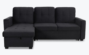 Mobilier design - Canapé d'angle convertible moderne en velours delacroix noir - 230x159x94 cm OS