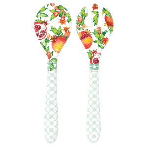 Les Jardins de la Comtesse - Couverts a salade seville blanc, rouge et vert - 33cm OS