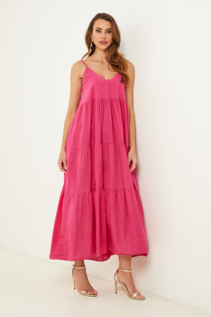 La Compagnie du Lin - Robe en coton Bix fushia L