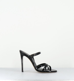 Garrice Lab - Sandales mules à haut talon en cuir noires - Talon 11,5cm 35
