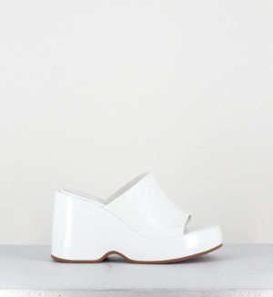 Garrice Lab - Mules sandales compensées en cuir blanches - Talon 9,5cm 38