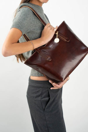 Christian Laurier - Sac cabas en cuir Eden marron - 38x23x15 cm OS
