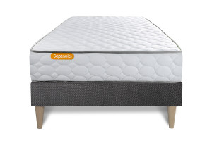 Septnuits - Ensemble matelas et sommier Memo gris - 90x190 cm 90x190 cm
