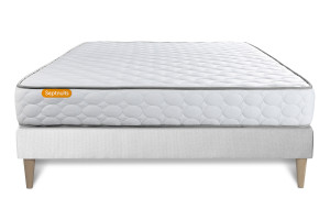 Septnuits - Ensemble matelas et sommier Memo blanc - 140x200 cm 140x200 cm