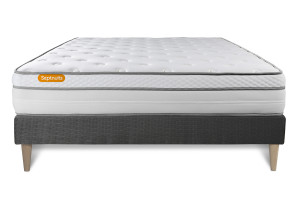 Septnuits - Ensemble matelas et sommier Memo Luxe gris - 160x200 cm 160x200 cm