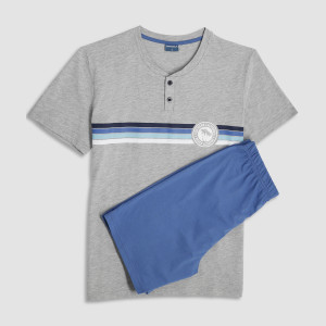 Cotonella - Pyjama Serafino manches courtes + Short Reliha gris mélangé XXL