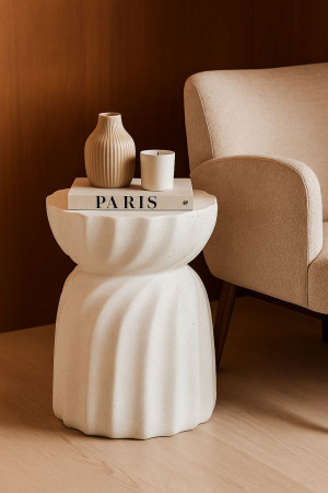 Mauro Ferretti - Table d’appoint en mgo Twisty crème – D.36x47,5 cm OS