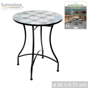 Sunnydays - Table mosaique bistro Porto en métal noire - 60x60x71cm COFFRET