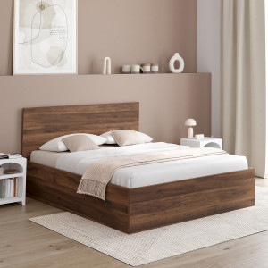 Idomya Factory - Lit coffre Sicilia effet bois noyer - 140x190cm 140x190 cm