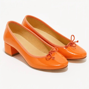 Quartier Latin - Ballerines trotters en cuir verni Diane orange 40