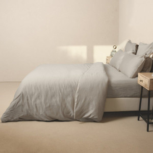 Febronie - Housse de couette satin de en coton Julia gris perle 200x200 cm