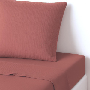 Febronie - Drap plat gaze de coton Carla rouge toscane 270x300 cm