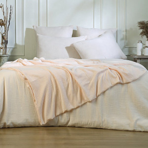 Febronie - Jeté de lit gaze de coton Carla rose 230x250 cm