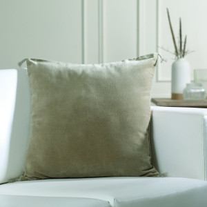 Febronie - Coussin en velours de coton Danube vert kaki 50x50 cm