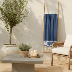 Febronie - Fouta en coton Newport bleu denim - 100x200 cm OS
