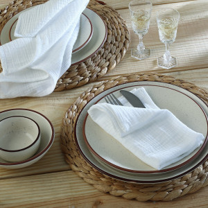 Febronie - Lot de 4 serviettes de table gaze de coton Carla blanches - 40x40 cm OS