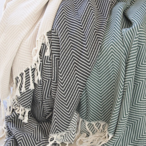 Febronie - Plaid en coton Amsterdam noir 130x170 cm