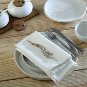 Febronie - Lot de 4 serviettes de table toile de coton Louis blanches - 45x45 cm OS