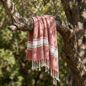 Febronie - Fouta en coton St Tropez rose argile - 100x200 cm OS