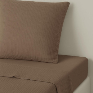 Febronie - Drap plat gaze de coton Carla noisette 240x300 cm