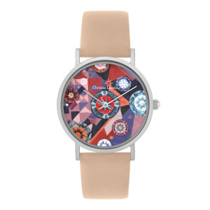 Christian Lacroix - Montre Quartz Boutis Sun en cuir rose clair OS