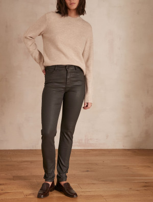 Maison 123 - Pantalon coated Suzy marron foncé 46