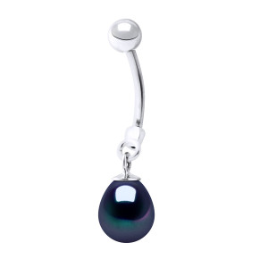 La Manufacture Royale des Perles du Pacifique - Piercing en argent EMBLÉMATIQUES noir Tahiti OS