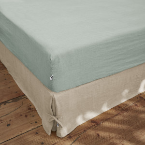 L'Effet Papillon - Drap housse lin lavé Soline bleu clair 140x190 cm