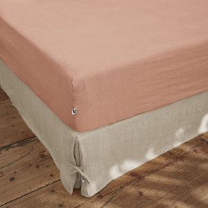 L'Effet Papillon - Drap housse lin lavé Soline rose 180x200 cm