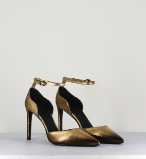 Del Carlo - Escarpins bout pointu en cuir Oro lamé bronze dorés - Talon 8 cm 36,5