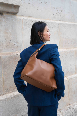 Christian Laurier - Sac porte épaule en cuir Orient camel - 38,5x34x13 cm OS