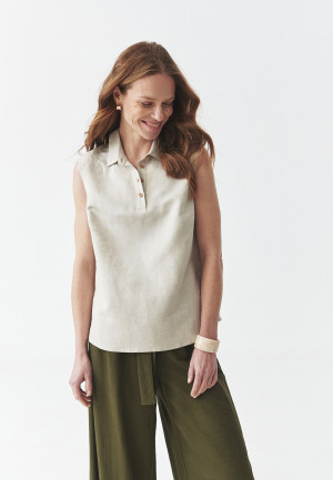 Tatuum - Blouse en lin Valeria beige chiné 36