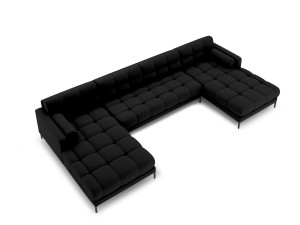 Cosmopolitan Design - Canapé panoramique Bali 7 places noir - 383x185x75 cm OS