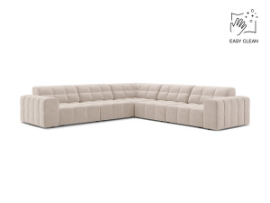 Cosmopolitan Design - Canapé d'angle symétrique en velours Chicago 4 places beige clair - 285x285x78 cm OS