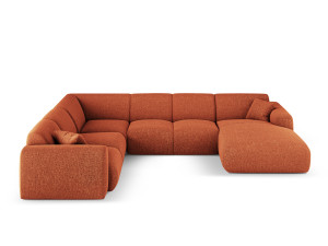 Cosmopolitan Design - Canapé d'angle panoramique gauche ouvert Nolio 6 places terracotta - 342x252x72 cm OS
