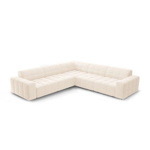 Cosmopolitan Design - Canapé d'angle symétrique en velours Chicago 4 places beige clair - 285x285x78 cm OS