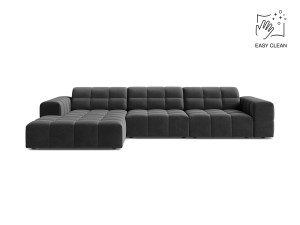 Cosmopolitan Design - Canapé d'angle gauche velours Chicago 4 places gris - 294x167x78 cm OS