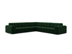 Cosmopolitan Design - Canapé d'angle symétrique en velours Chicago 4 places vert bouteille - 285x285x78 cm OS