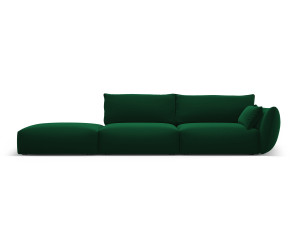 Cosmopolitan Design - Canapé gauche velours Matera 4 places vert bouteille - 264x110x85 cm OS