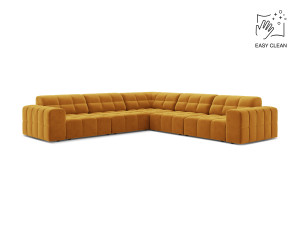 Cosmopolitan Design - Canapé d'angle symétrique en velours Chicago 4 places jaune - 285x285x78 cm OS