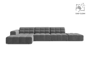 Cosmopolitan Design - Canapé d'angle gauche velours Chicago 5 places gris clair - 348x167x78 cm OS