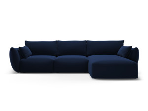 Cosmopolitan Design - Canapé d'angle droit velours Matera 5 places bleu roi - 280x171x85 cm OS