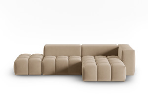 Cosmopolitan Design - Canapé d'angle droit velours modulable Verona 4 places le sable - 265x145x70 cm OS