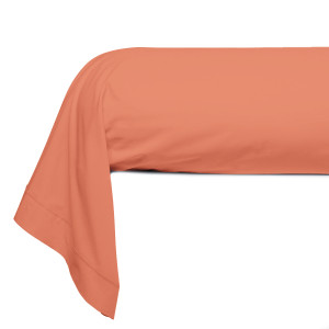 Fil blanc - Taie de traversin en percale de coton uni orange - 86x185cm OS