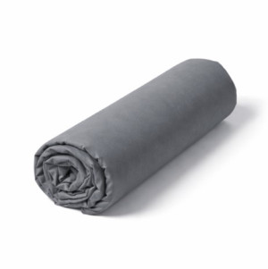 Fil blanc - Drap housse en percale de coton uni gris 180x200 cm